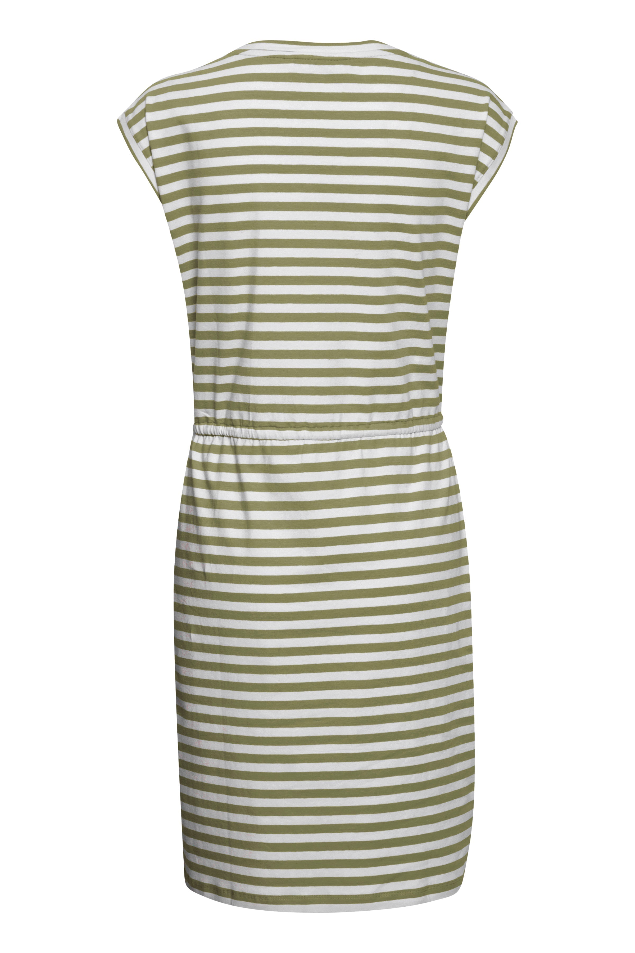 Clara™ Olive Mix Stripe Jersey Entspanntes Kleid